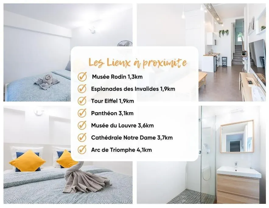 L'Atelier Loft-Invalides Tour Eiffel- 6 Pers-2 Chambres - Cosy Paris